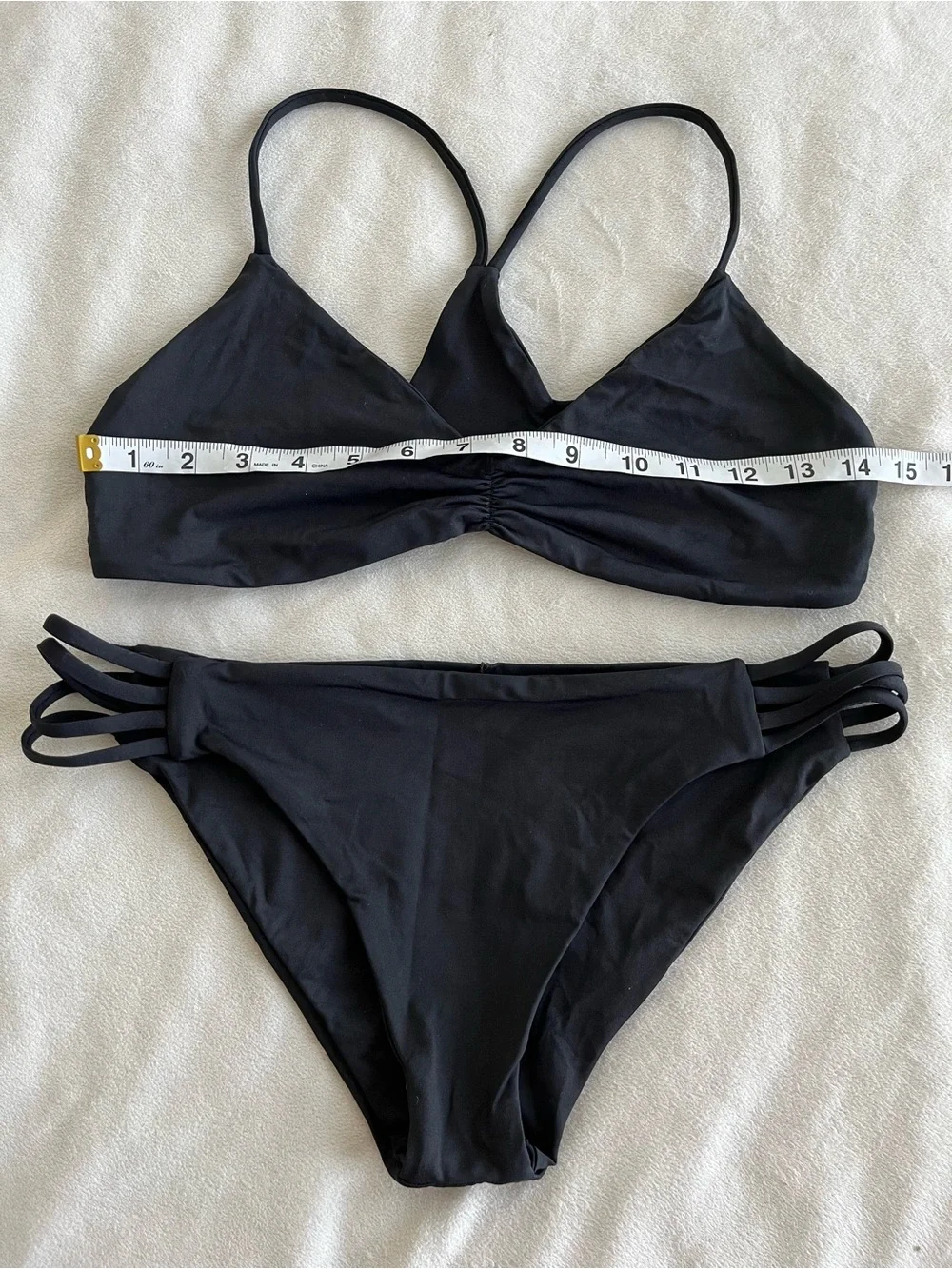 NEW L*Space Bikini Set Wild One Top & Low Down Bottom Black Large Resortwear